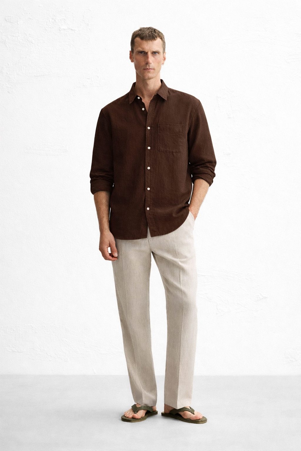 brown linen shirt