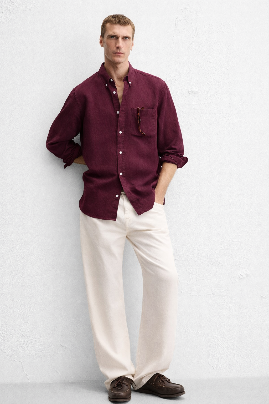 Maroon linen shirt