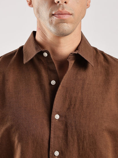 Chocolate Brown Pure Linen Solid
Shirt