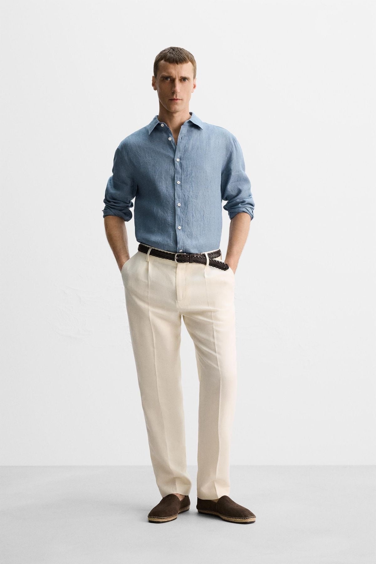 light blue linen shirt