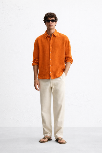 Orange linen shirt