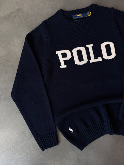 Navy‑blue knitted T-shirt