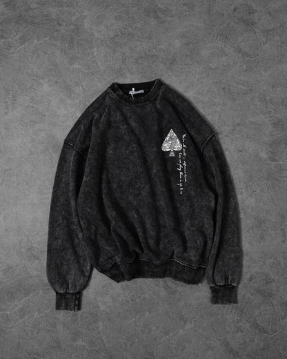 black, vintage‑washed crew neck T-shirt