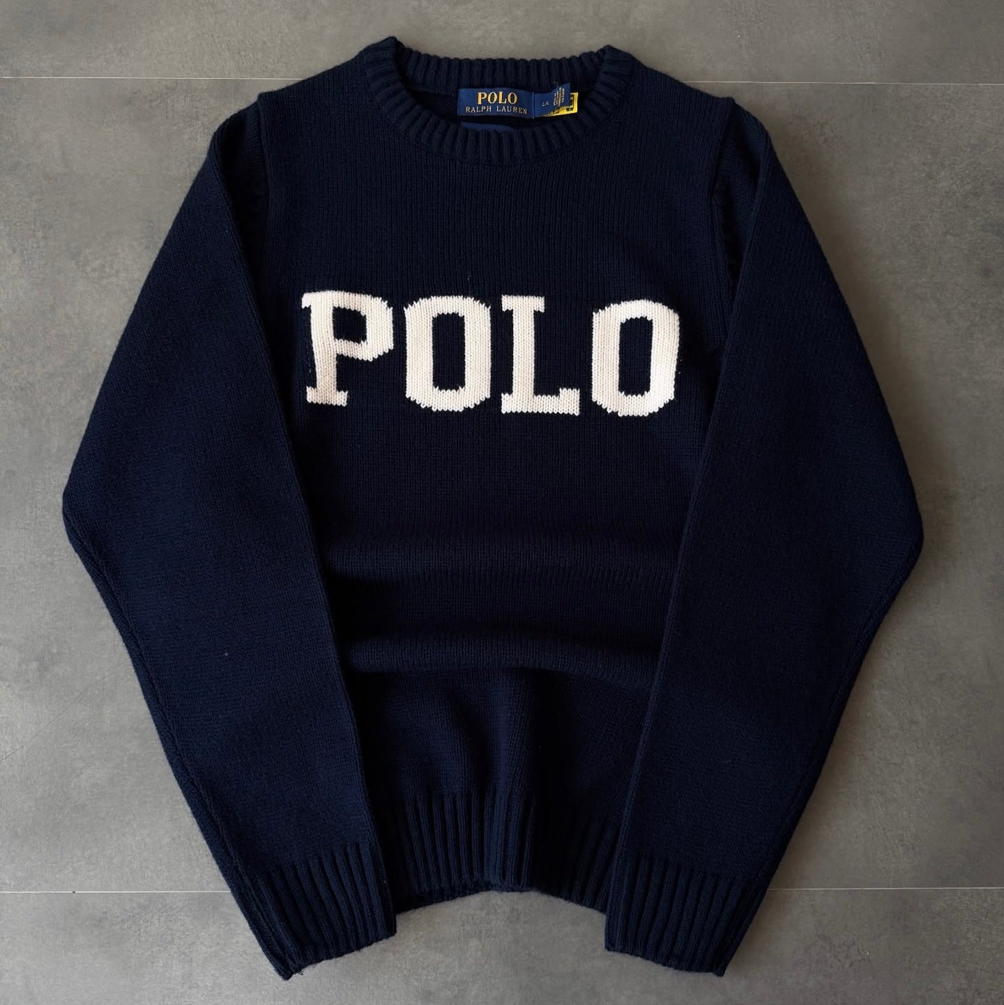 Navy‑blue knitted T-shirt