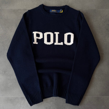 Navy‑blue knitted T-shirt