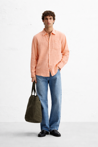 Peach linen shirt