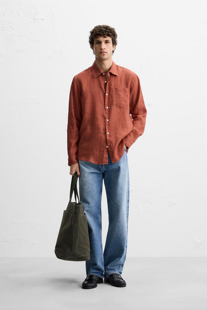 Burnt Orange Pure Linen Solid
Shirt