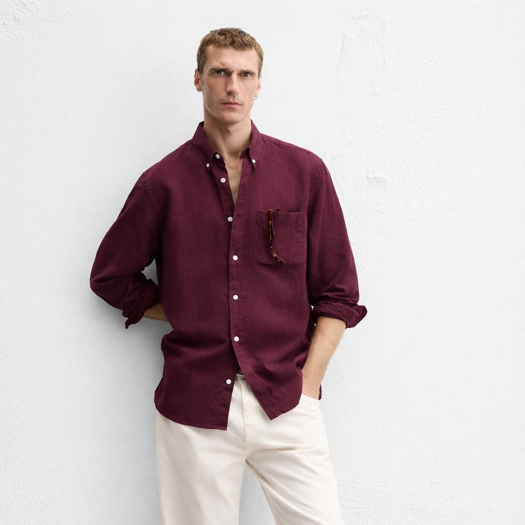 Maroon linen shirt