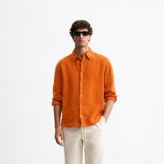 Orange linen shirt
