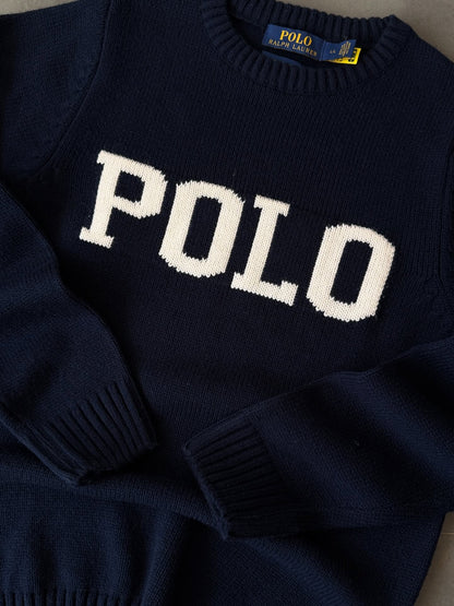 Navy‑blue knitted T-shirt